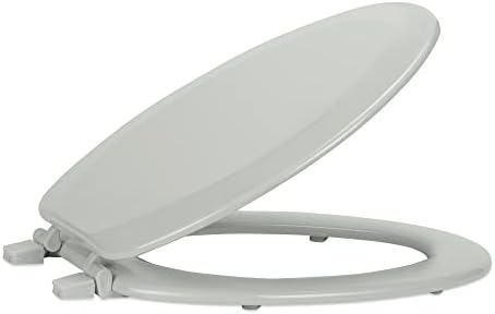 Elongated Wood Toilet Seat, Silver