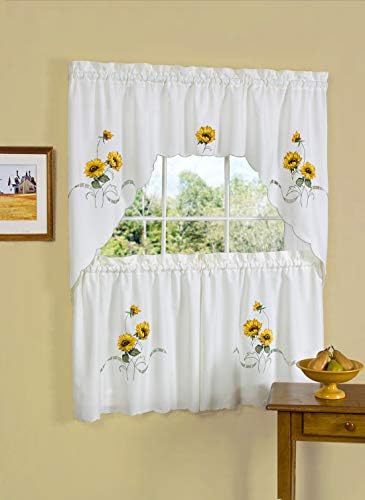 Embellished Tier and Swag Curtain Set, 58 x 24 in