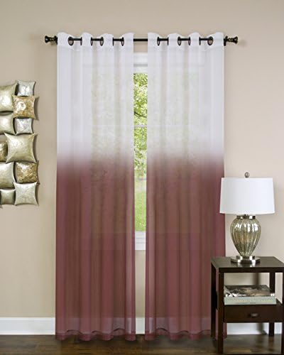 Essense Grommet Window Curtain Panel, Burgundy