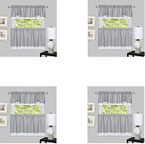 Grey/White DRTV36GW12 Darcy Window Curtain Tier Pair