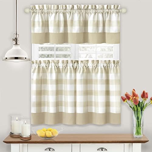 Hunter Curtain Tier Pair and Valance Set, Tan