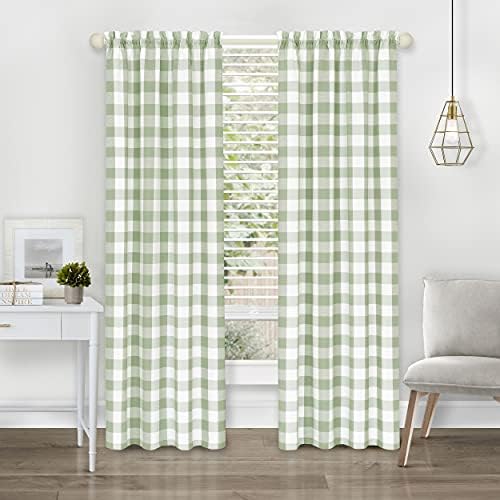Hunter Rod Pocket Curtain Panel, Apple Green, 42 x 84 in