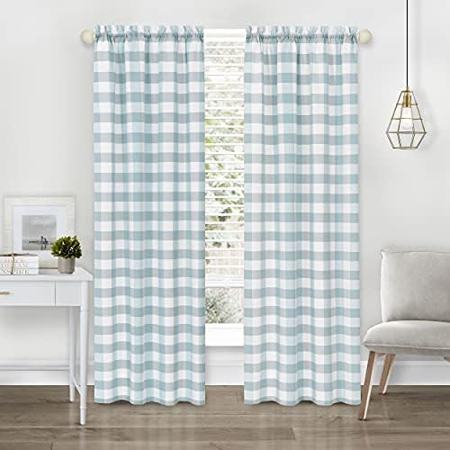Hunter Rod Pocket Curtain Panel, Ice Blue
