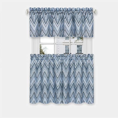 Ice Blue Avery Curtain Tier Pair and Valance Set, Model