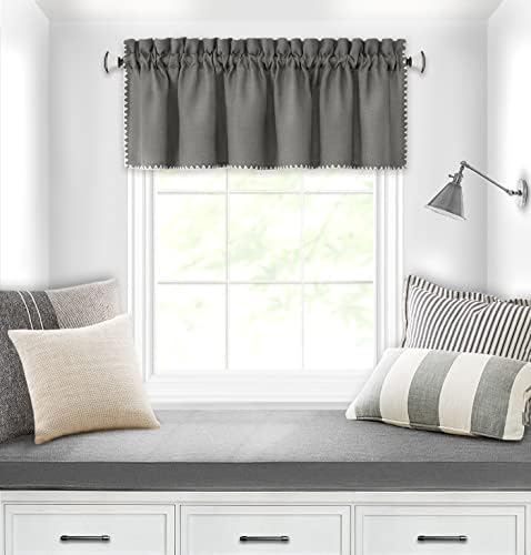 Kendal Curtain Valance, Grey/White
