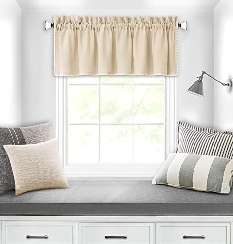 Kendal Curtain Valance, Tan/White