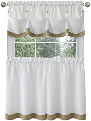 Lana Curtain Tier Pair and Valance Set, Tan