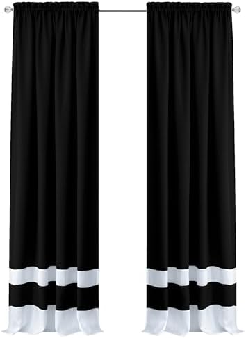 Light Filtering Curtain Panel, Polyester, Black/White