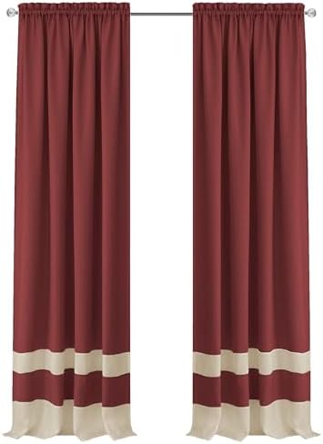 Light Filtering Curtain Panel, Polyester, Marsala/Tan