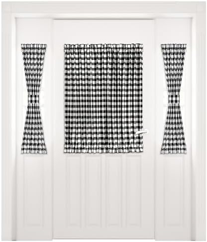 Light Filtering French Door Curtain Panel, Black & White