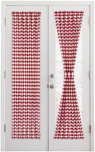 Light-Filtering French Door Curtain Panel, Buffalo Check, 25 x 72 in