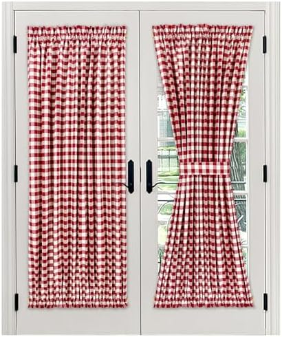 Light-Filtering French Door Curtain Panel, Buffalo Check, 54 x 72 in