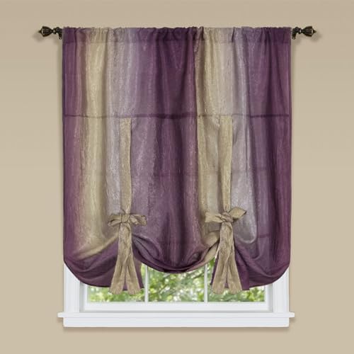 Light Filtering Ombre Tie-Up Shade, Aubergine