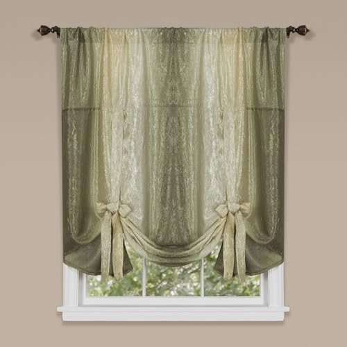 Light Filtering Ombre Tie-Up Shade, Sage