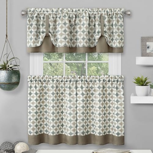 Light Filtering Printed Tier & Valance Curtain Set