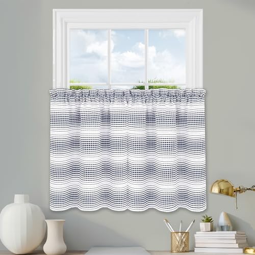 Light Filtering Tier Curtain Panel, Navy