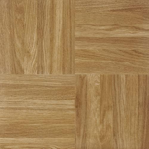 Nexus Peel & Stick Vinyl Floor Tiles, Oak, 12 x 12 in, 20-Pack, Oak Parquet