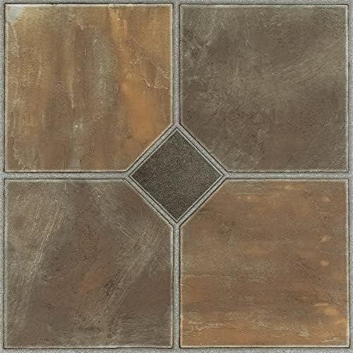 Nexus Self Adhesive 12-Inch Vinyl Floor Tiles, 12 x 12 in, 20-Pack, Rustic Slate