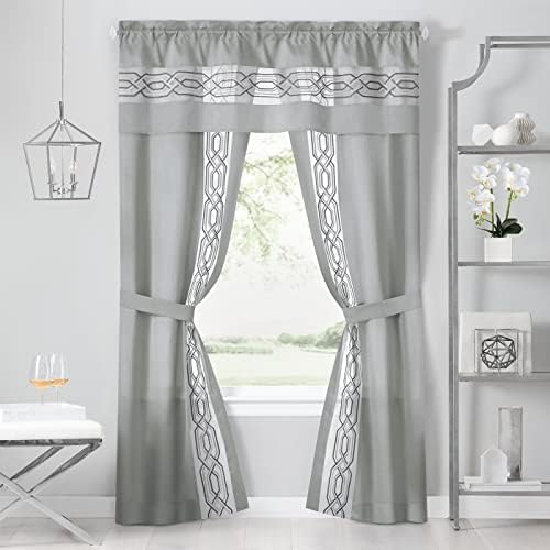 Paige 5-Piece Curtain Set, Silver