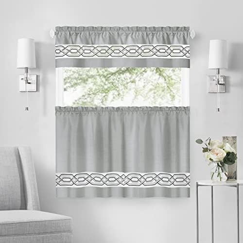 Paige Tier and Valance Curtain Set, Silver