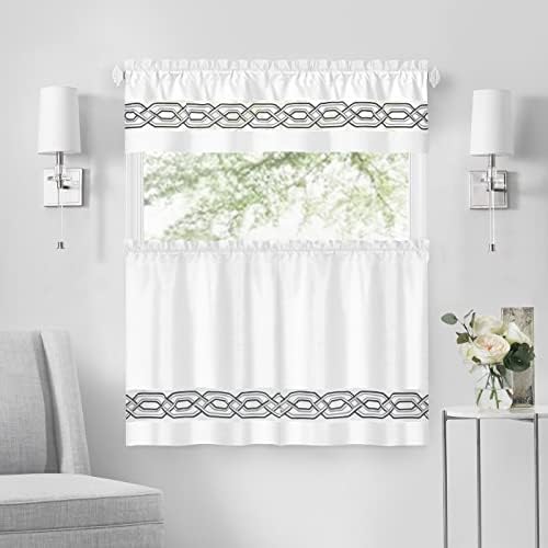 Paige Tier and Valance Curtain Set, White