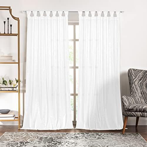Peri Tulip Tab Top Curtain Panel, White, 52 x 63 in