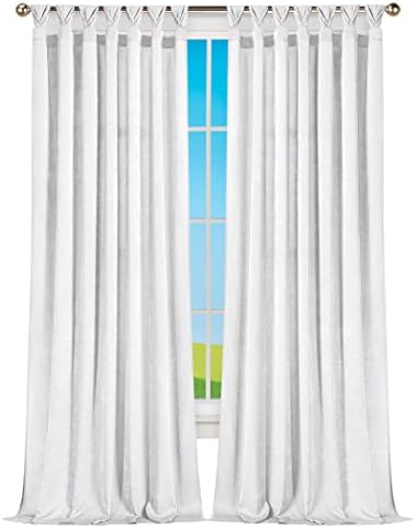 Peri Tulip Tab Top Curtain Panel, White, 52 x 84 in