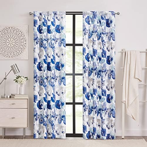 Poppy Field Curtain Panel, Blue