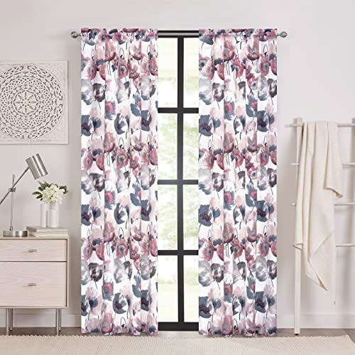 Poppy Field Curtain Panel, Blush, 50 x 63 in