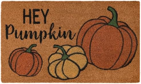 Printed Coir Outdoor Front Door Mat, Hey Pumpkin
