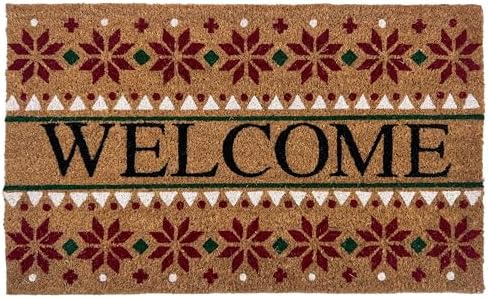 Printed Coir Outdoor Front Door Mat, Snowflake