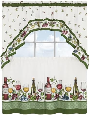 Printed Tier & Swag Curtain Set, Napa Green
