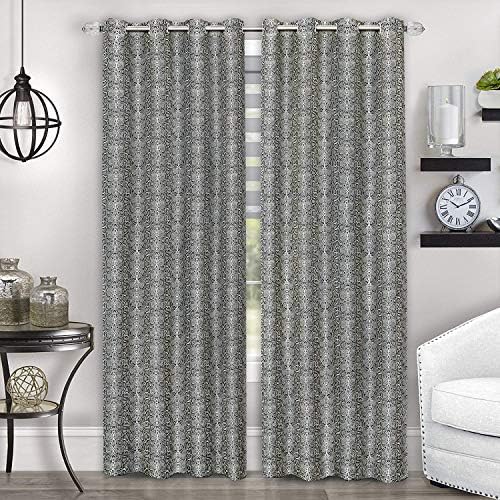 Python Grommet Curtain Panel, Black/Silver, 52 x 84 in