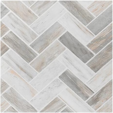 Retro Self Adhesive 12-Inch Vinyl Floor Tiles, 12 x 12 in, 20-Pack, Stone Herringbone