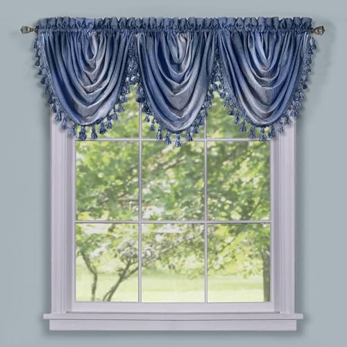 Soft Waterfall Valance Curtains, Blue