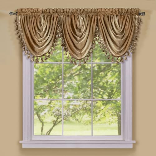 Soft Waterfall Valance Curtains, Sandstone