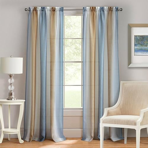 Spectrum Rod Pocket Panel Curtain, Silver Gold
