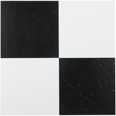 Sterling Peel & Stick Vinyl Floor Tiles, Black & White, 12 x 12 in, 20-Pack
