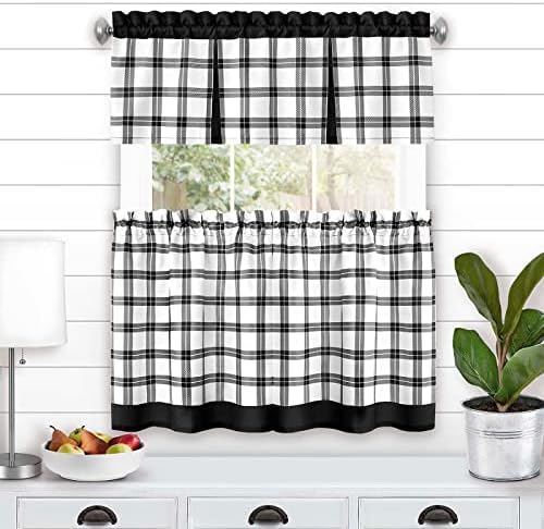Tate Tier and Valance Curtain Set, Black