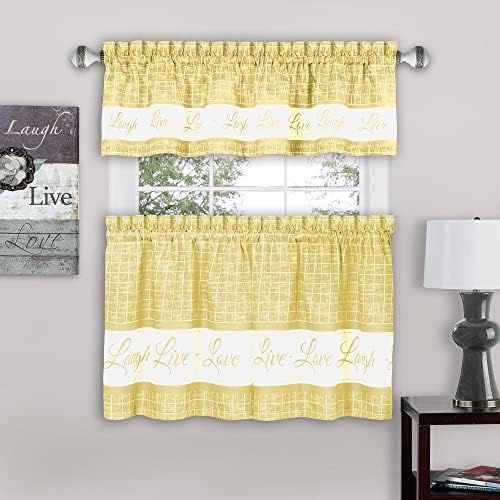 Tier and Valance Curtain Set, Yellow