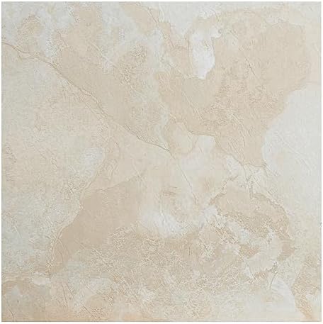 Tivoli Peel & Stick Vinyl Floor Tiles, White, 12 x 12 in, 45-Pack, White Slate
