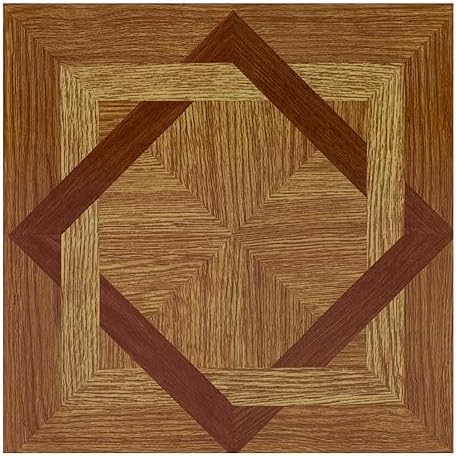 Tivoli Self Adhesive Vinyl Floor Tiles, Peel & Stick, 12 x 12 in, 45-Pack, Wood Diamond