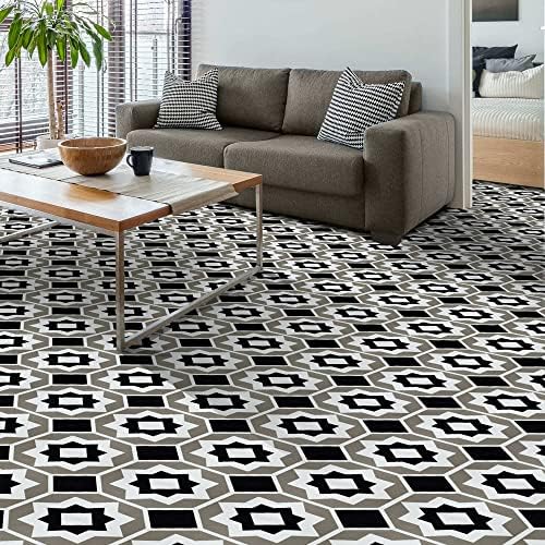 Vinyl Peel & Stick Vinyl Floor Tiles, Black