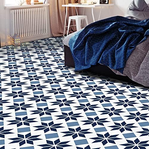 Vinyl Peel & Stick Vinyl Floor Tiles, Blue, 12 x 12 in, 20-Pack, Starlight