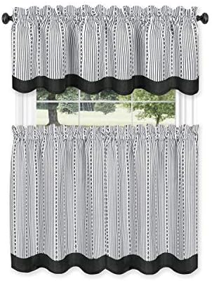 Westport Tier and Valance Set /, Black, 58 x 36 in