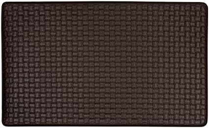 Woven-Embossed Faux-Leather Anti-Fatigue Mat, Black, 18 x 30 in