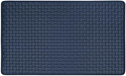 Woven-Embossed Faux-Leather Anti-Fatigue Mat, Navy, 18 x 30 in
