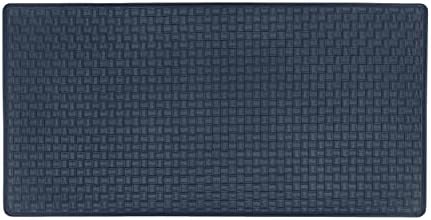 Woven-Embossed Faux-Leather Anti-Fatigue Mat, Navy, 20 x 39 in